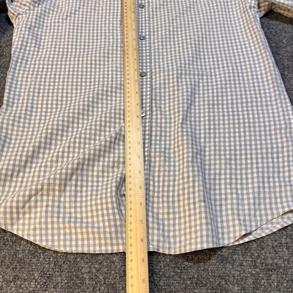 Banana Republic Dress Shirt Mens M Grey Gingham Leggiuno Italian Fabric Tailored - Picture 7 of 10